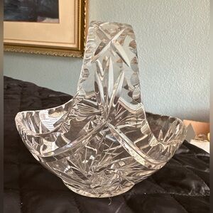 Brilliant Cut Crystal 7” Basket with Stars and Pinwheels